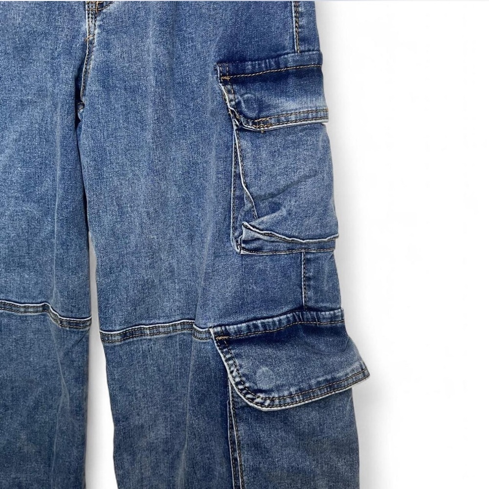 Fire & Rain Blue Cargo Jeans Women’s Size 7 Wide Leg Utility Denim - Picture 2 of 8